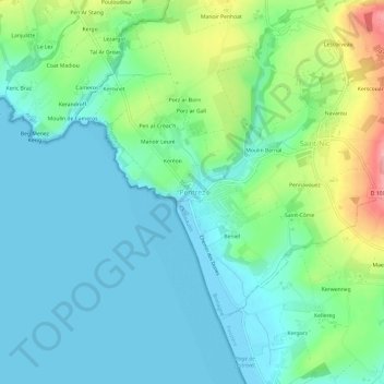 Mapa topográfico Pentrez, altitud, relieve