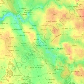 Mapa topográfico Le Pont, altitud, relieve
