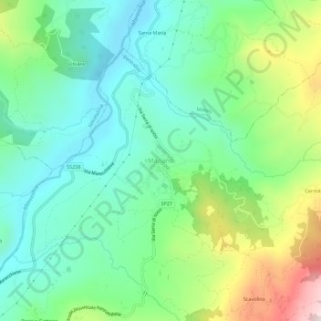 Mapa topográfico Maciano, altitud, relieve