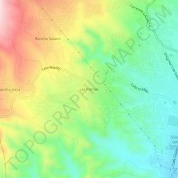 Mapa topográfico Las Palmas, altitud, relieve