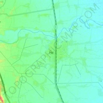 Mapa topográfico Pyu, altitud, relieve