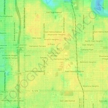 Mapa topográfico Sperry Grove Estates, altitud, relieve