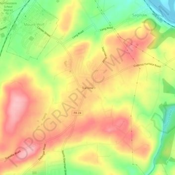 Mapa topográfico Starview, altitud, relieve