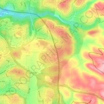Mapa topográfico Kfar Ruth, altitud, relieve