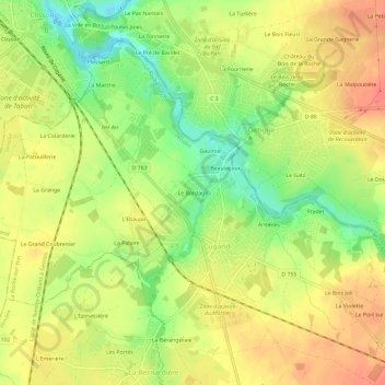 Mapa topográfico Le Bordage, altitud, relieve