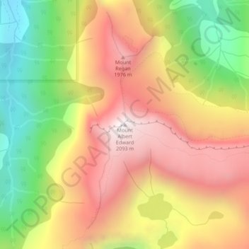 Mapa topográfico Mount Albert Edward, altitud, relieve