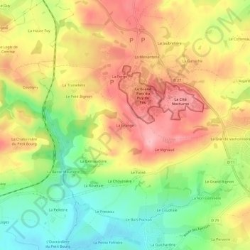 Mapa topográfico La Grange, altitud, relieve