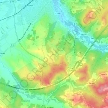 Mapa topográfico Burée, altitud, relieve