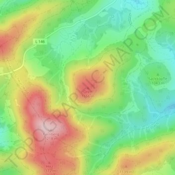 Mapa topográfico Oren, altitud, relieve