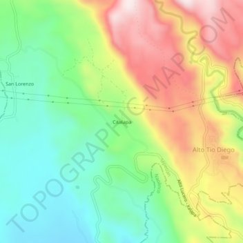 Mapa topográfico Citalapa, altitud, relieve