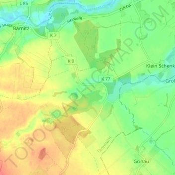Mapa topográfico Trenthorst, altitud, relieve