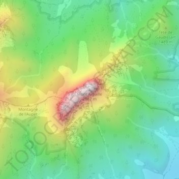 Mapa topográfico Mont Aiguille, altitud, relieve