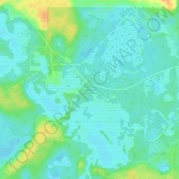 Mapa topográfico Grantham, altitud, relieve