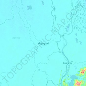 Mapa topográfico Majagual, altitud, relieve
