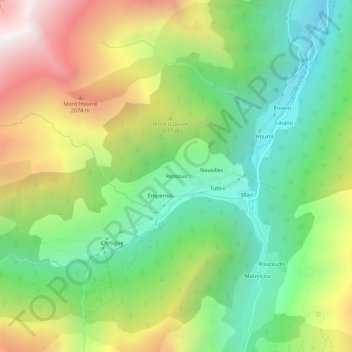 Mapa topográfico Rémous, altitud, relieve