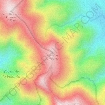 Mapa topográfico Cerro de la Volanta, altitud, relieve