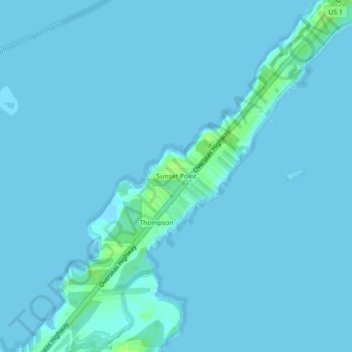 Mapa topográfico Sunset Point, altitud, relieve