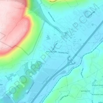 Mapa topográfico Mile Straight, altitud, relieve