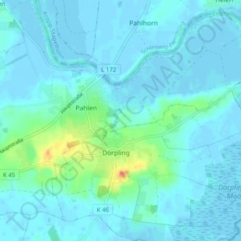 Mapa topográfico Klumpen, altitud, relieve