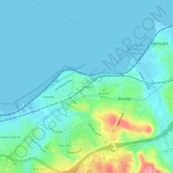 Mapa topográfico Gateley, altitud, relieve