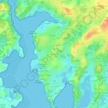 Mapa topográfico Botconan, altitud, relieve
