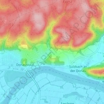 Mapa topográfico Reiflding, altitud, relieve