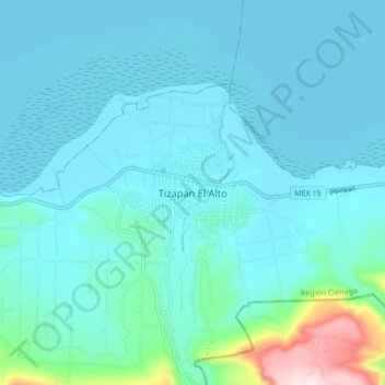 Mapa topográfico Tizapán El Alto, altitud, relieve