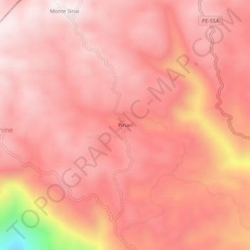 Mapa topográfico Piriari, altitud, relieve