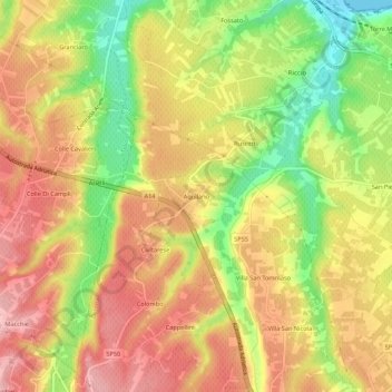 Mapa topográfico Aquilano, altitud, relieve