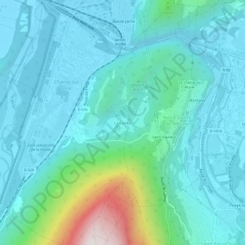 Mapa topográfico La Combe, altitud, relieve
