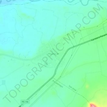 Mapa topográfico Huascar, altitud, relieve