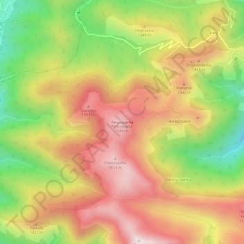 Mapa topográfico Pelüsagaïna, altitud, relieve