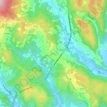 Mapa topográfico Gorra, altitud, relieve