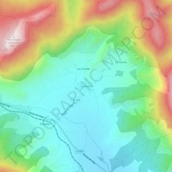 Mapa topográfico Le Villard, altitud, relieve