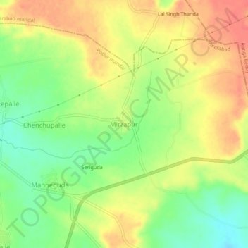 Mapa topográfico Mirzapur, altitud, relieve