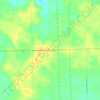 Mapa topográfico Thetford Center, altitud, relieve