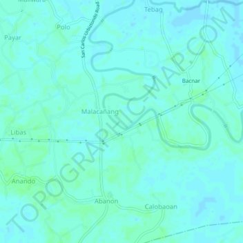 Mapa topográfico Malacanang, altitud, relieve