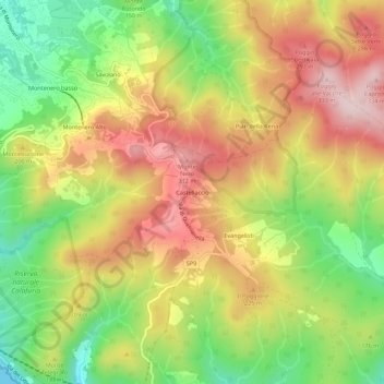 Mapa topográfico Castellaccio, altitud, relieve