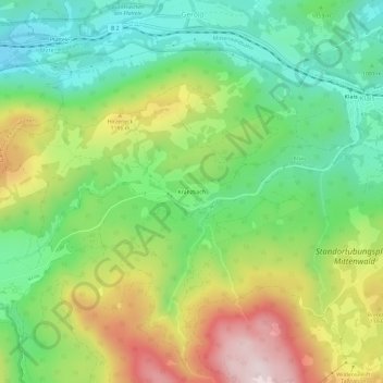 Mapa topográfico Kranzbach, altitud, relieve