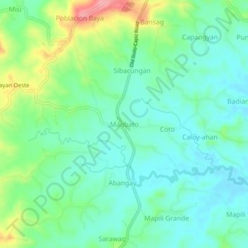 Mapa topográfico Magbato, altitud, relieve
