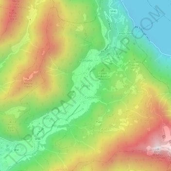 Mapa topográfico Osigo, altitud, relieve