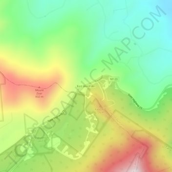 Mapa topográfico East Windham, altitud, relieve