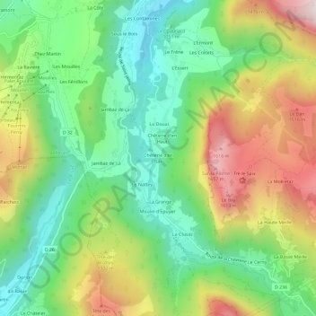 Mapa topográfico Chêterie d'en Bas, altitud, relieve