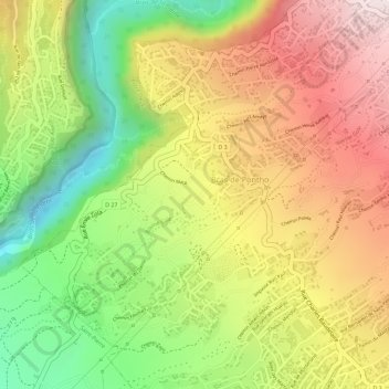 Mapa topográfico Trois Mares, altitud, relieve