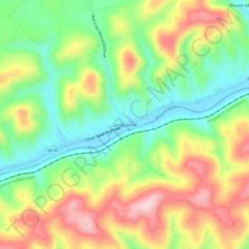 Mapa topográfico Spivey Store, altitud, relieve