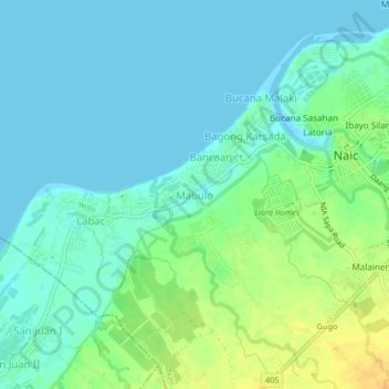 Mapa topográfico Mabulo, altitud, relieve