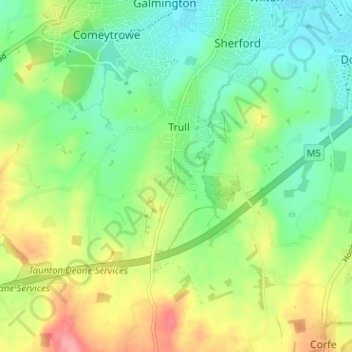 Mapa topográfico Staplehay, altitud, relieve