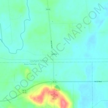 Mapa topográfico Lachine, altitud, relieve