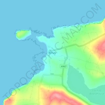Mapa topográfico Birsay, altitud, relieve