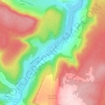 Mapa topográfico Saint-Victor-sur-Ouche, altitud, relieve